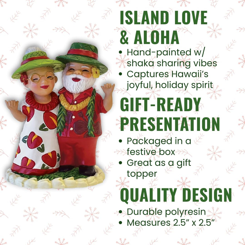 Hawaiian Holiday Christmas Ornament Happy Aloha Mr. and Mrs. Shaka Claus