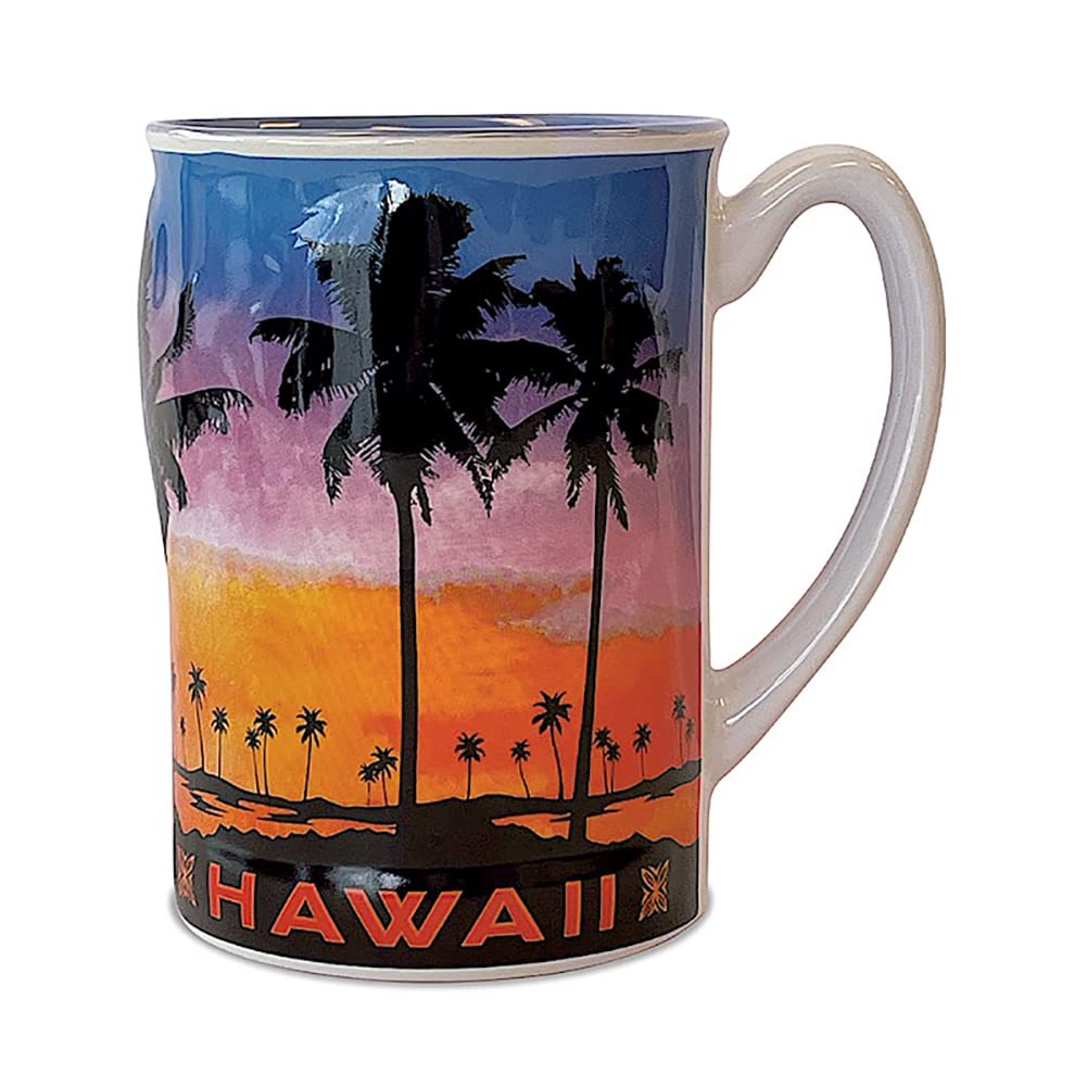 Hawaii 14 oz. Embossed Coffee Mug Evening Palms