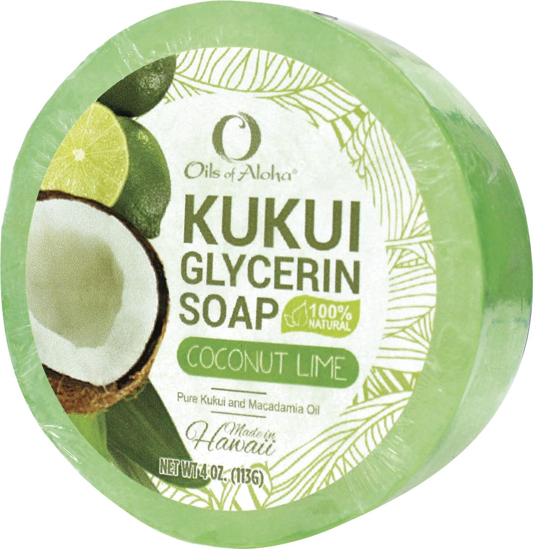 Oils of Aloha Kukui Glycerin Soap 4 Bars Coconut Lime Scent