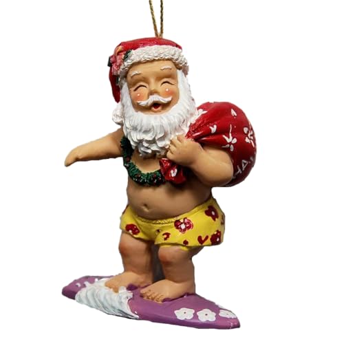Hawaii Surfing Santa Christmas Ornament