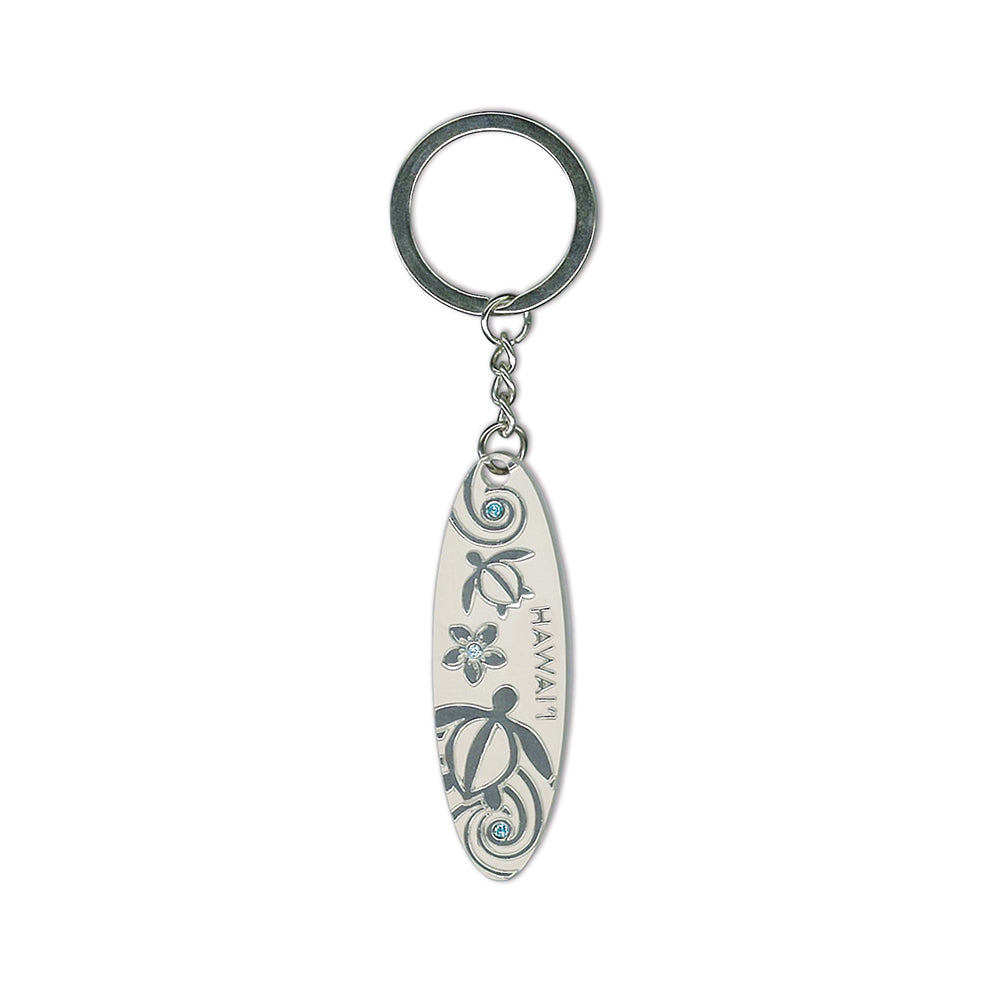 Key Chain Pewter Honu Turtle Swirl Hawaii