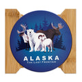 Alaska Round Ceramic Coasters with Bamboo Caddy Artic Animal Friends