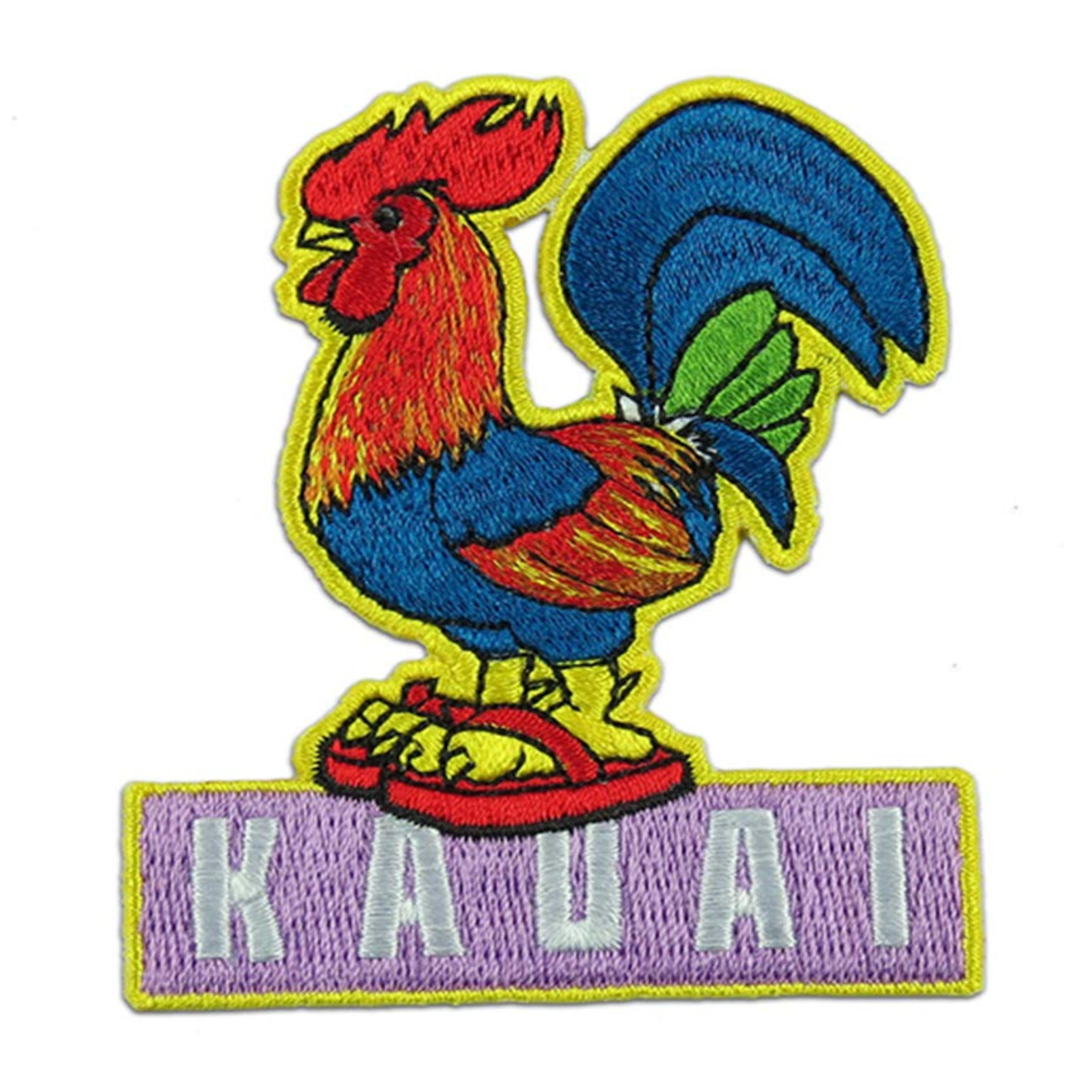 Hawaii Iron-On Embroidery Patch Kauai Island Chicken Rooster