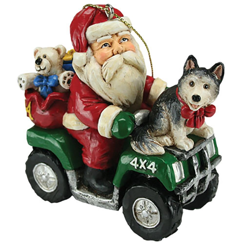 Alaska Ornament ATV Santa & Husky