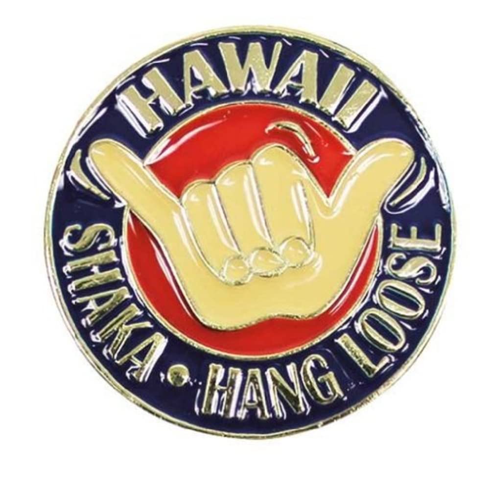 Hawaiian Lapel Or Hat Pin Shaka Red, Blue
