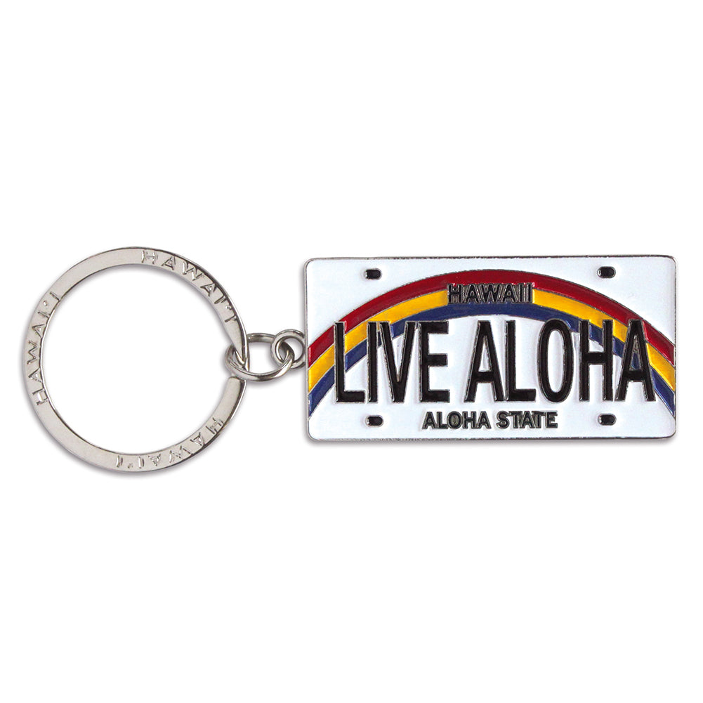 Hawaii Keychain Metal License Plate Live Aloha
