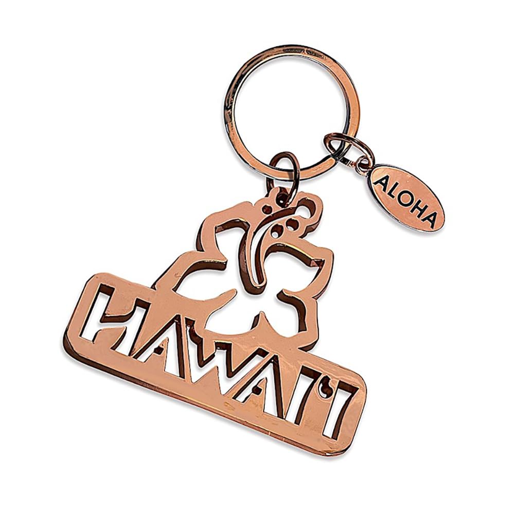 Copper Plated Zinc Alloy Hawaii Key Chain Aloha Hibiscus