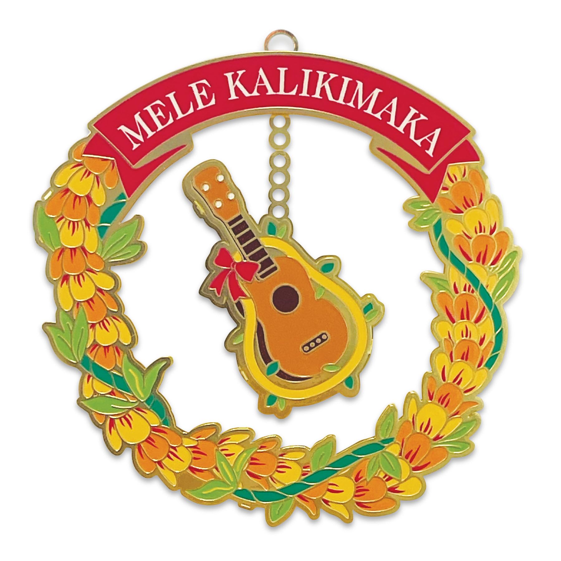 Hawaiian Metal Die Cut Ornament Mele Kalikimaka Aloha Medley Ukulele
