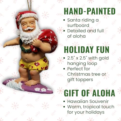 Hawaii Surfing Santa Christmas Ornament
