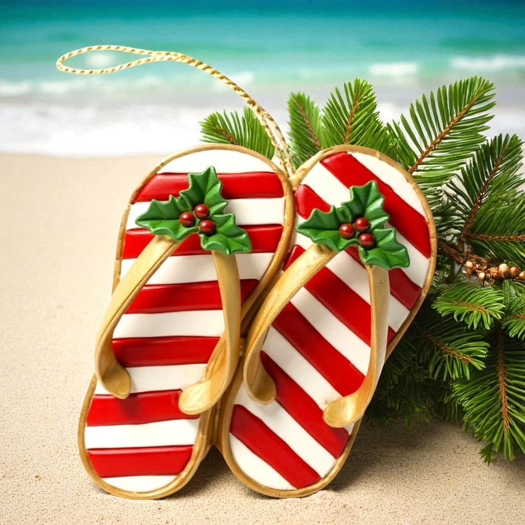 Hawaii Festive Slippers Christmas Ornament