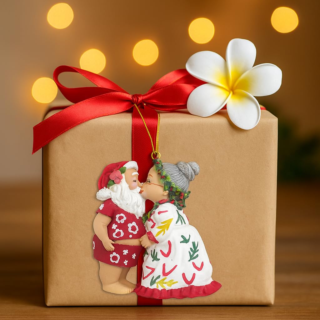 Hawaii Kissing Santas Christmas Ornament
