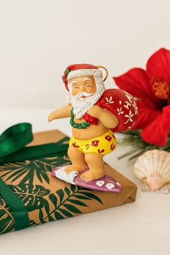 Hawaii Surfing Santa Christmas Ornament