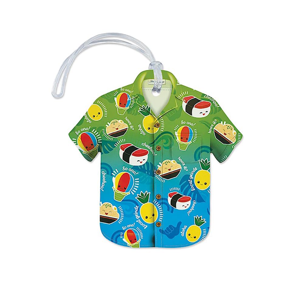 Hawaii Aloha Shirt ID Luggage Tag Local Grindz Multicolored