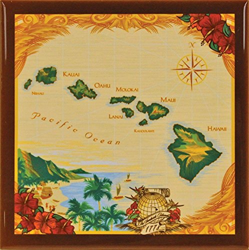 Hawaii Ceramic Tile Trivet Island Chain