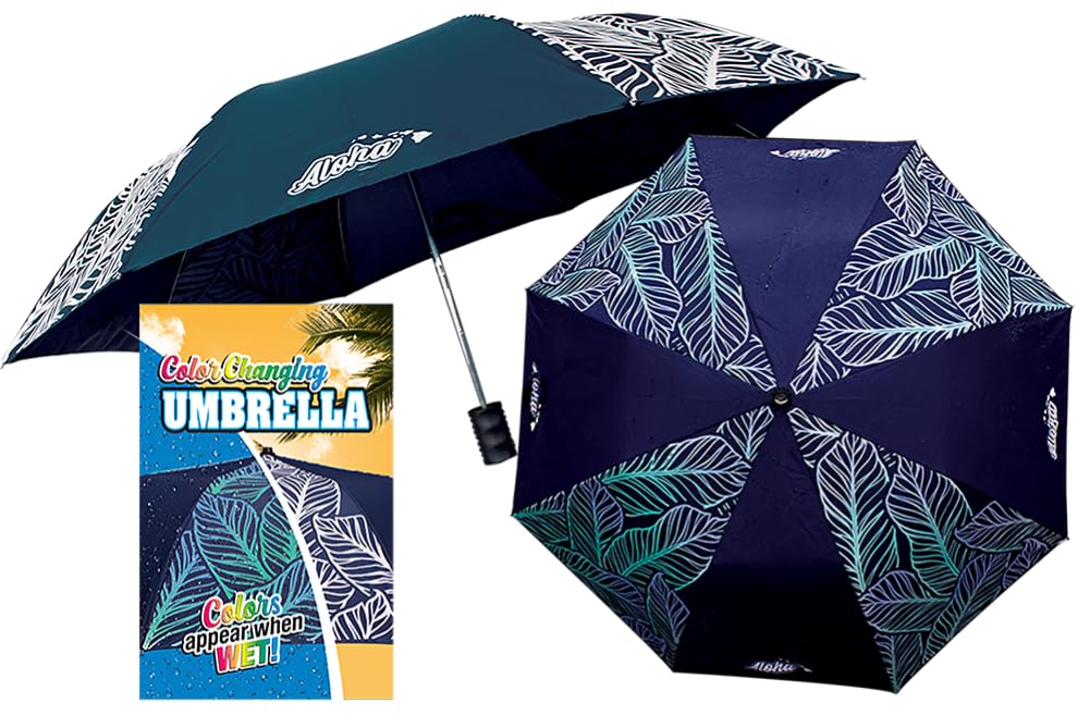 Hawaiian Style Color Changing 42 inch Folding Umbrella Banana Leaves