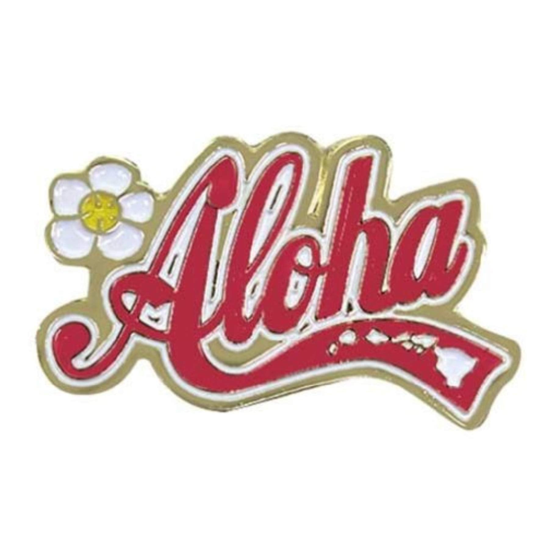 Hawaiian Lapel Or Hat Pin Aloha State Pink, Gold