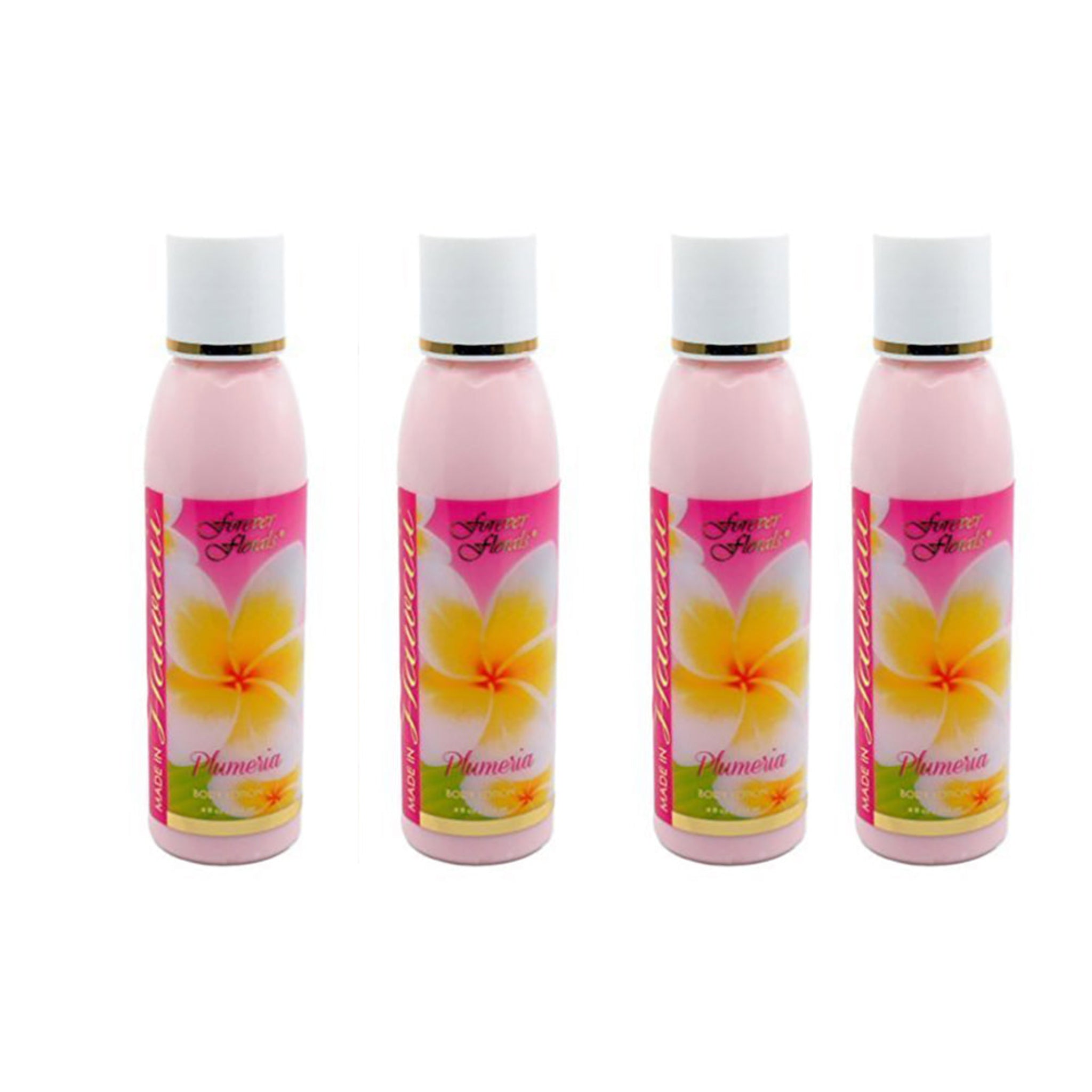 Forever Florals Hawaii Body Lotion 4 Bottles 4 oz. Each Plumeria