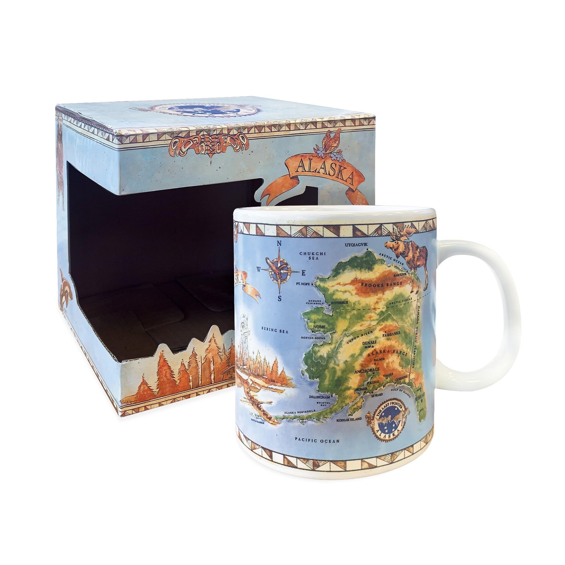 Alaska 14 oz. Boxed Coffee Mug Frontier Map