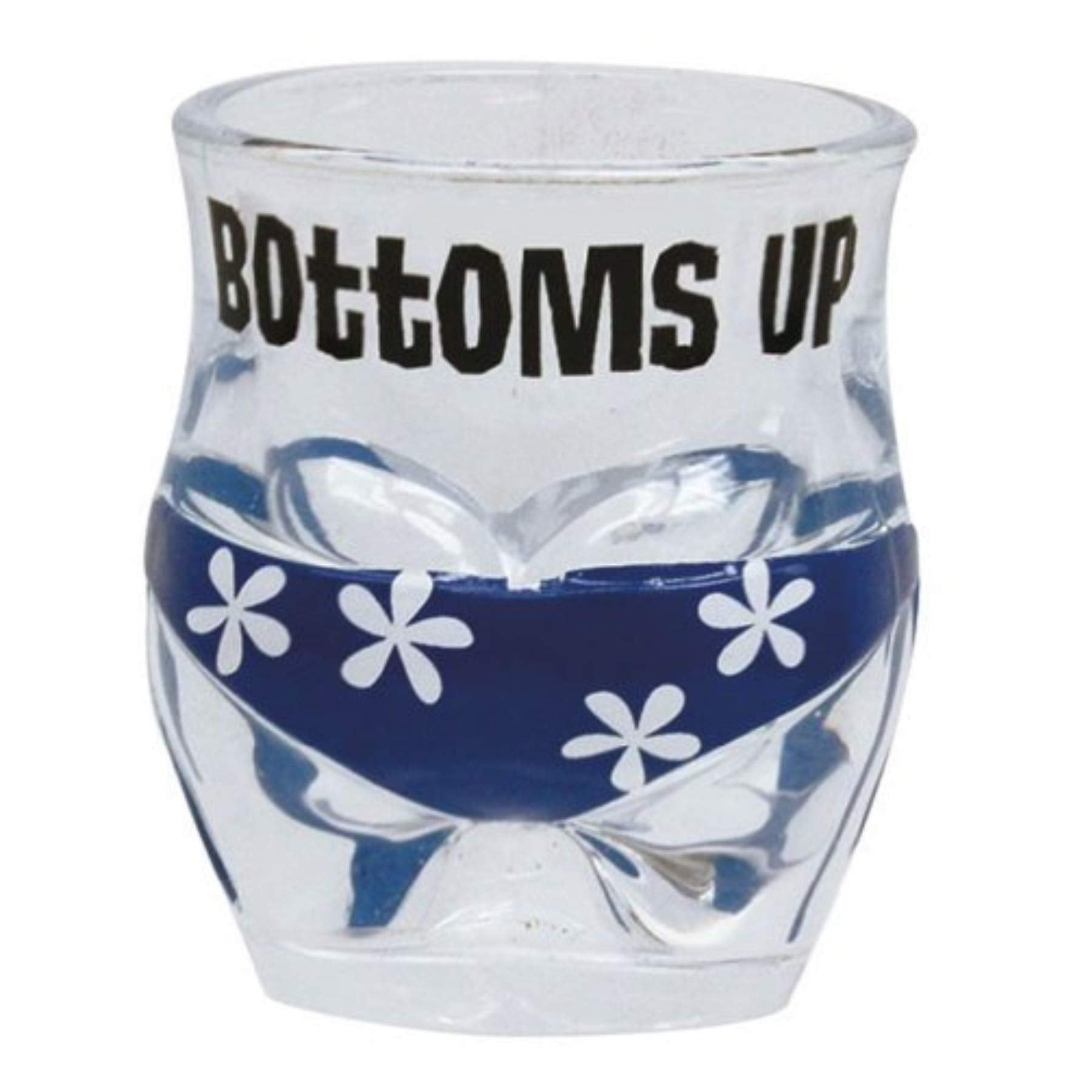 Hawaiian Shot Glass Bottoms Up Butt Plumeria Blue
