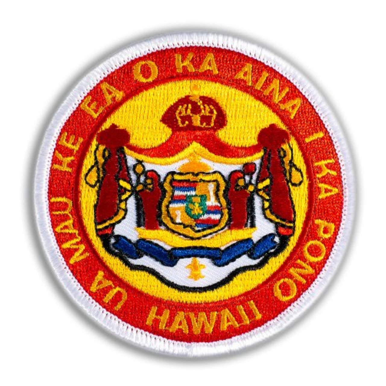 Hawaiian Coat of Arms Iron-On Embroidery Applique Patch, 2.5"