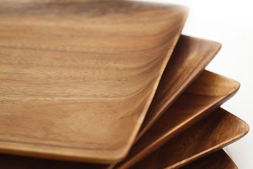 Acacia Wood Square Plates 1" x 12" x 12" Set of 4