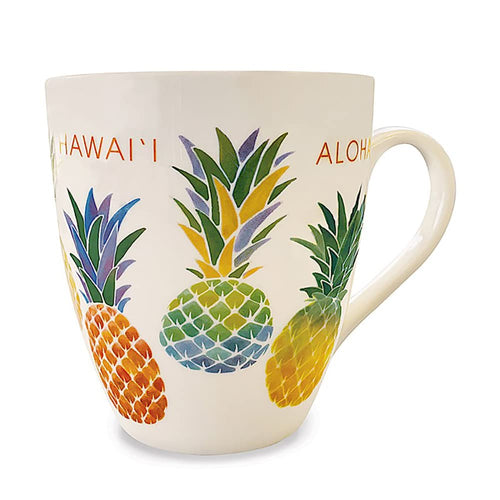 18 oz Hawaiian U-Shape Mug Watercolor Pineapple