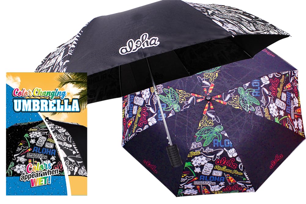 Hawaiian Style Color Changing 42 inch Folding Umbrella Mix Plate