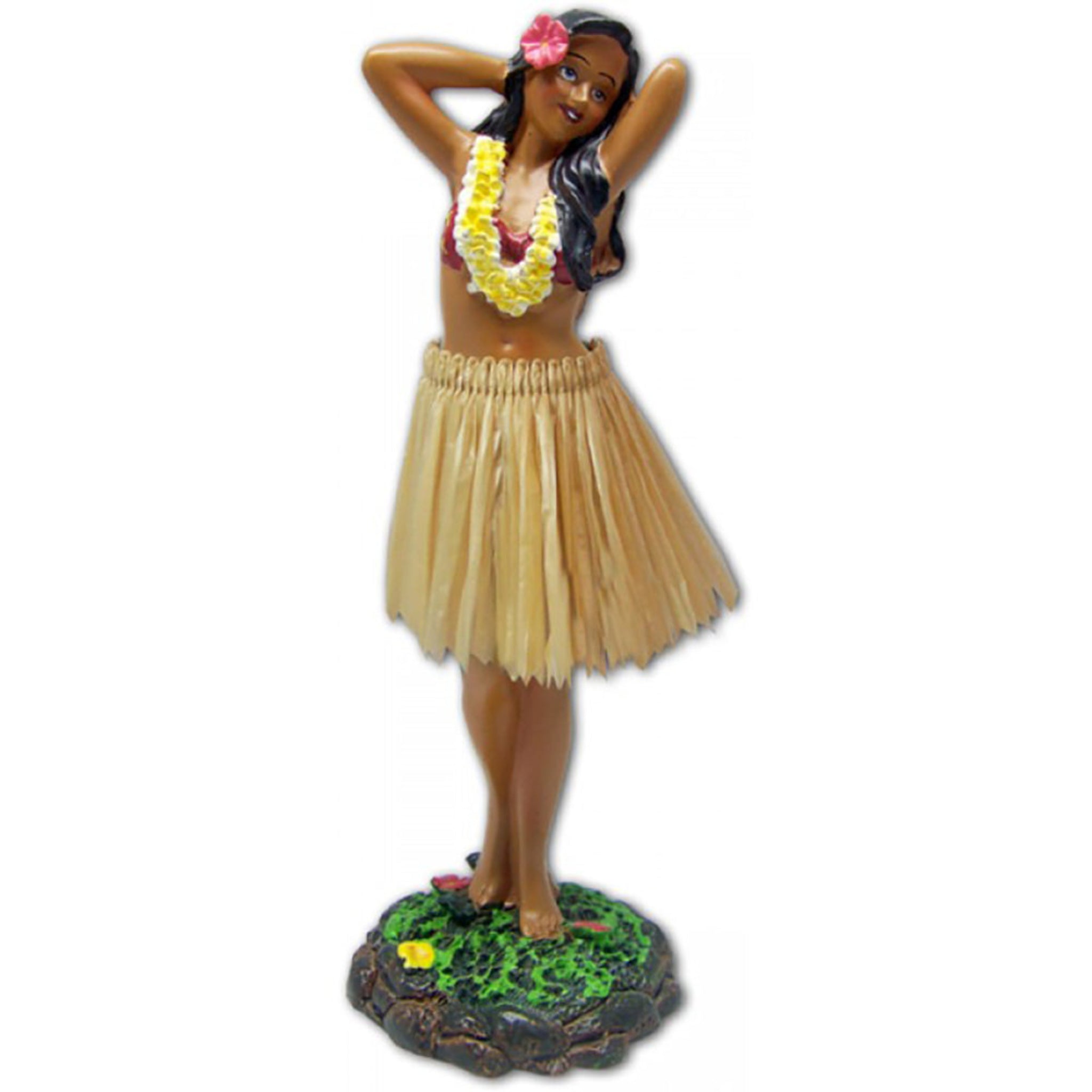 KC Hawaii Leilani Dashboard Hula Doll Flower Placing Pose 7 inch