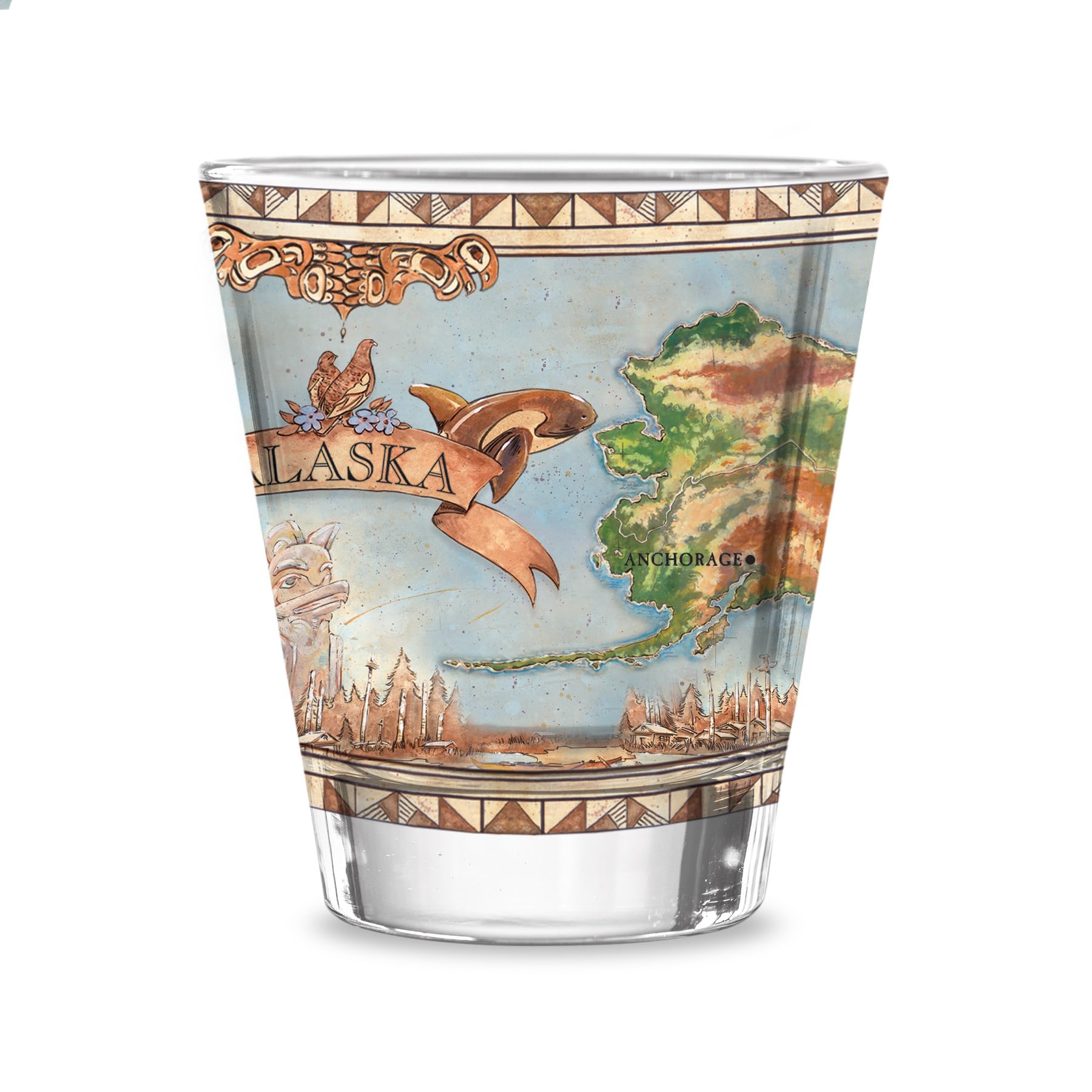 Alaska Shot Glass Last Frontier Map