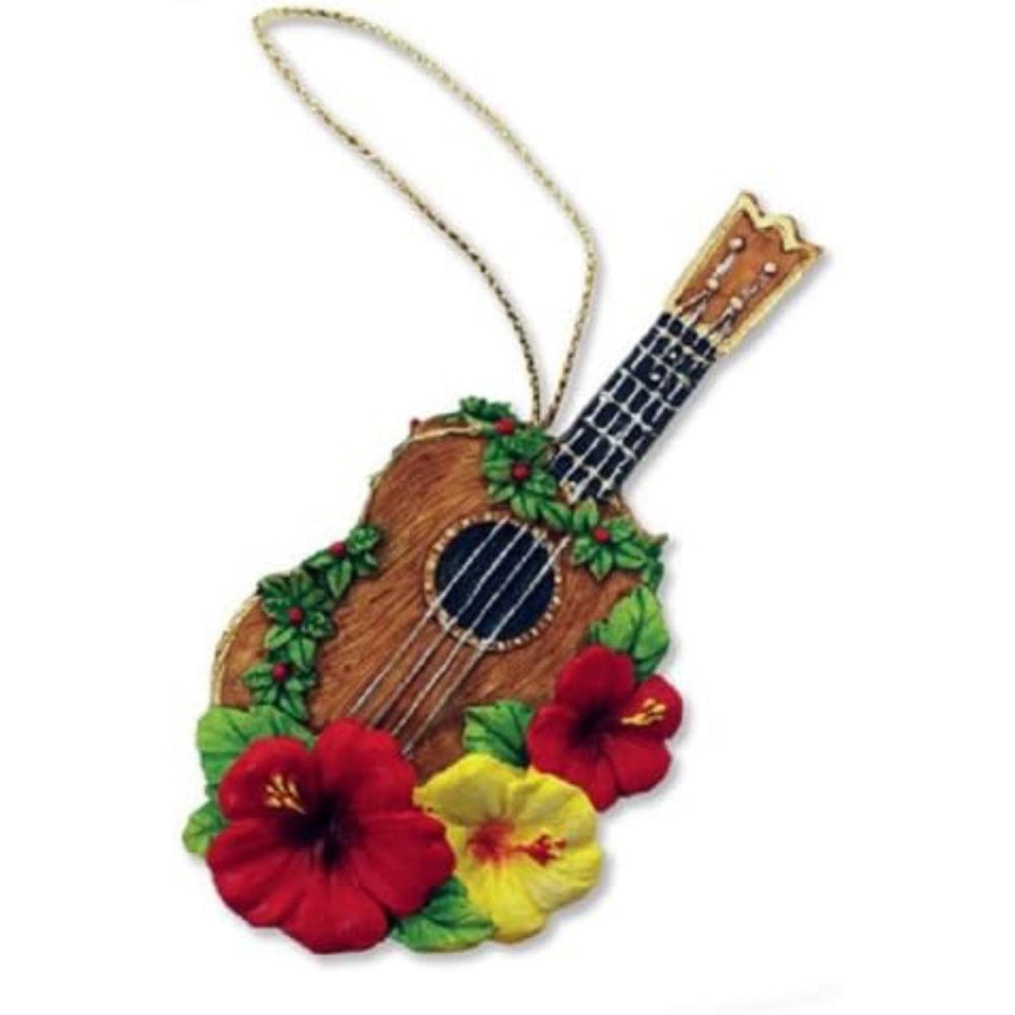 Ukulele & Hibiscus Christmas Ornament