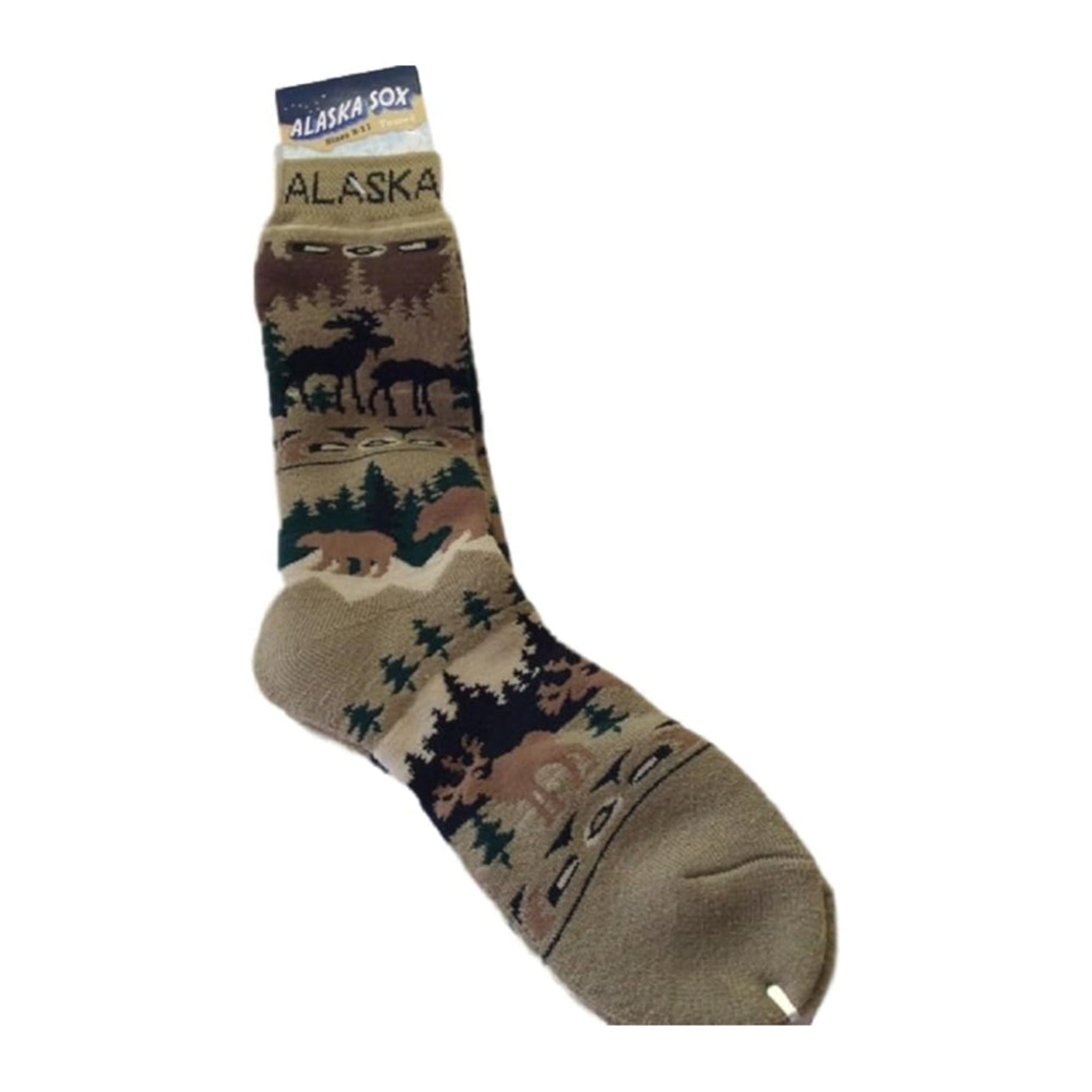 Alaska Novelty Socks Moose Caribou Bear Unisex 8-11 Plush Boot Sock