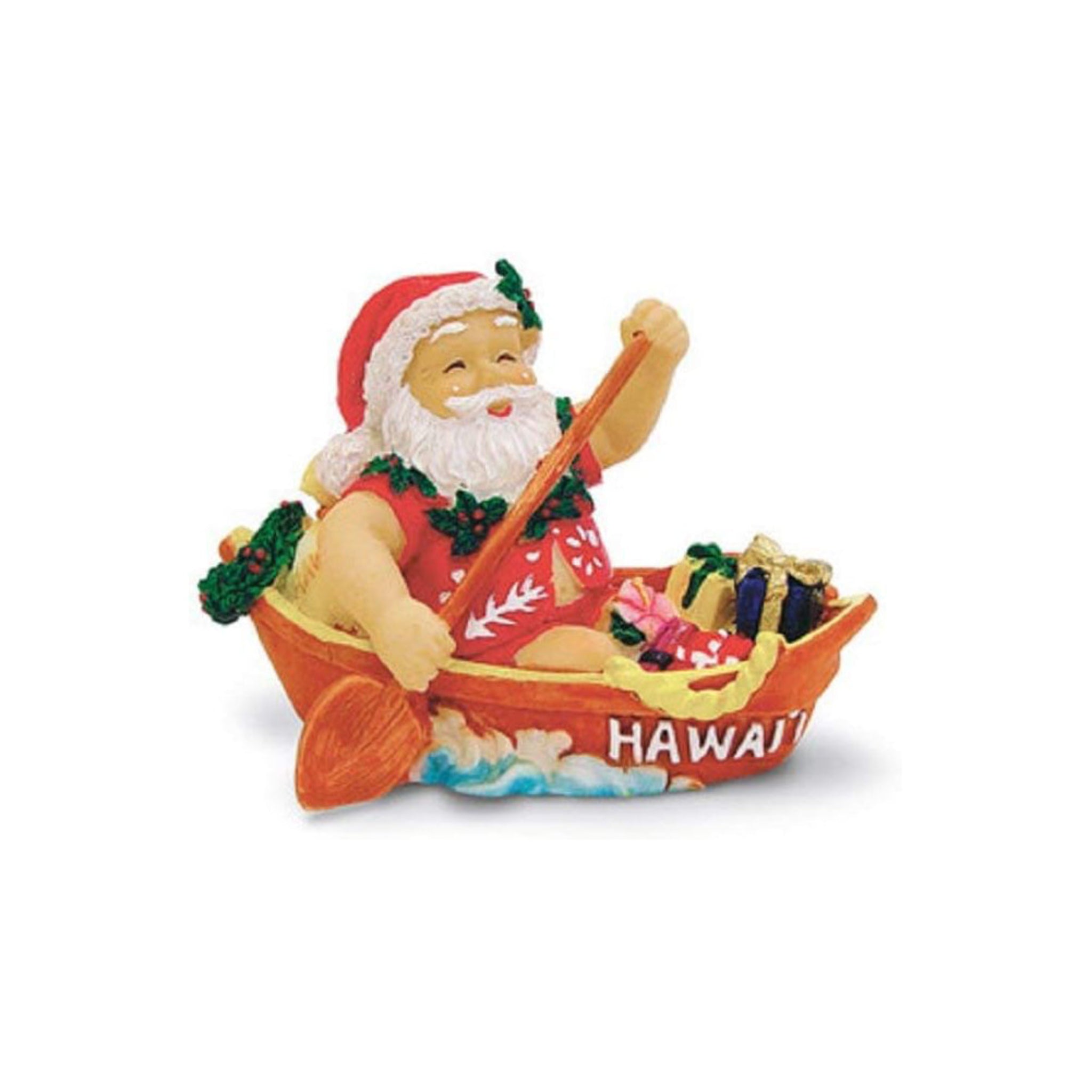 Hawaii Canoeing Santa Christmas Ornament