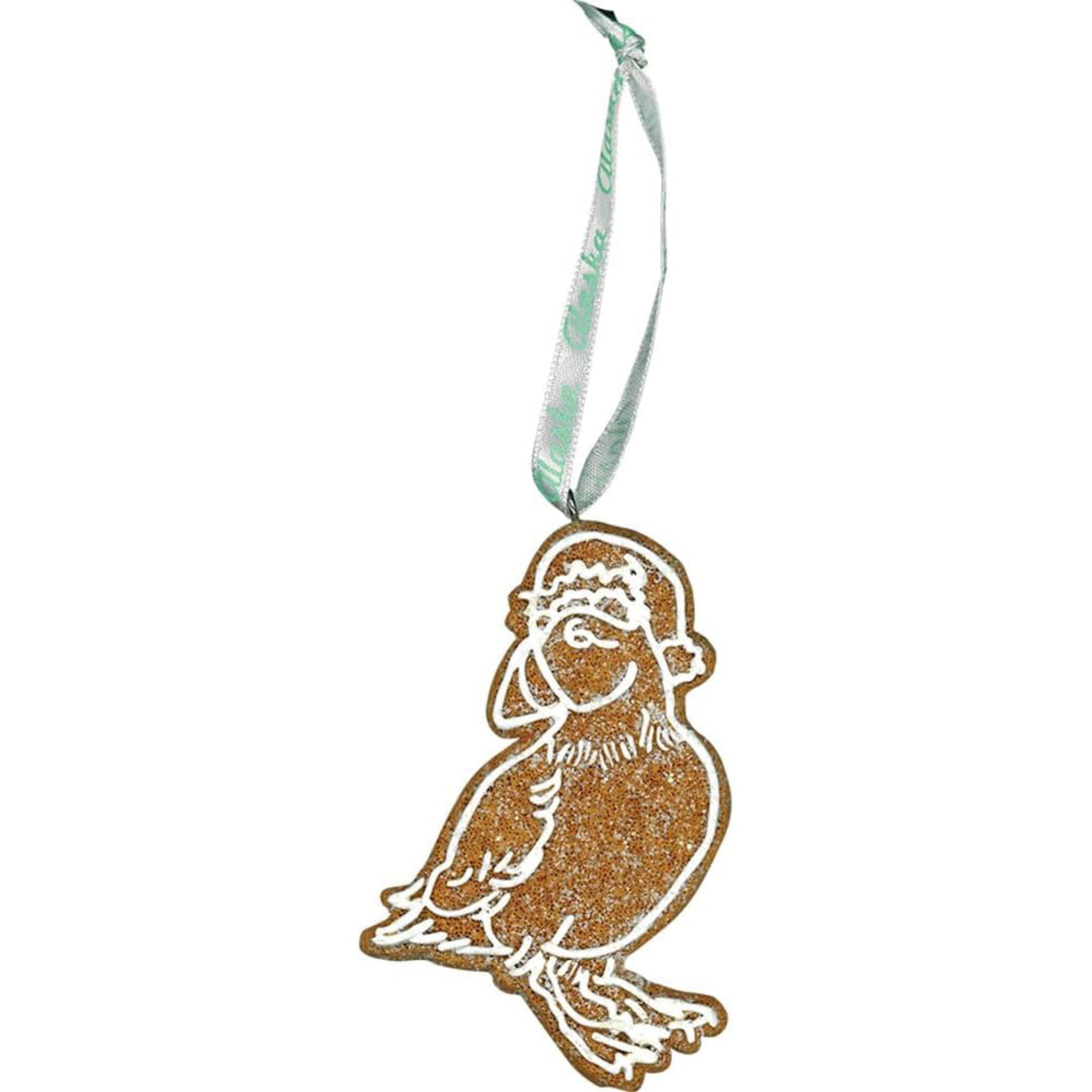 Alaska Polystone Flat Gingerbread Design Christmas Ornament Puffin