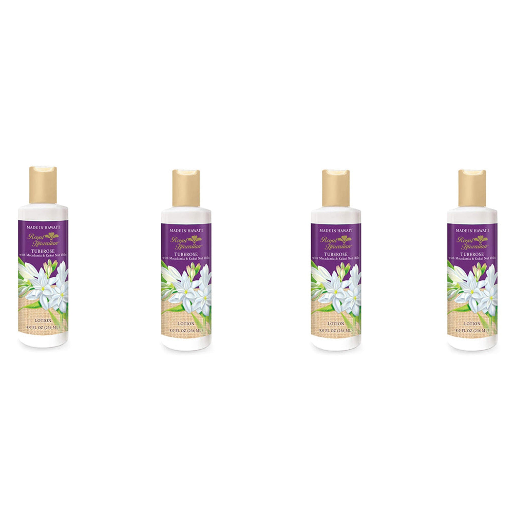 Royal Hawaiian Body Lotion 4 Bottles 8 fl. oz. each Tuberose