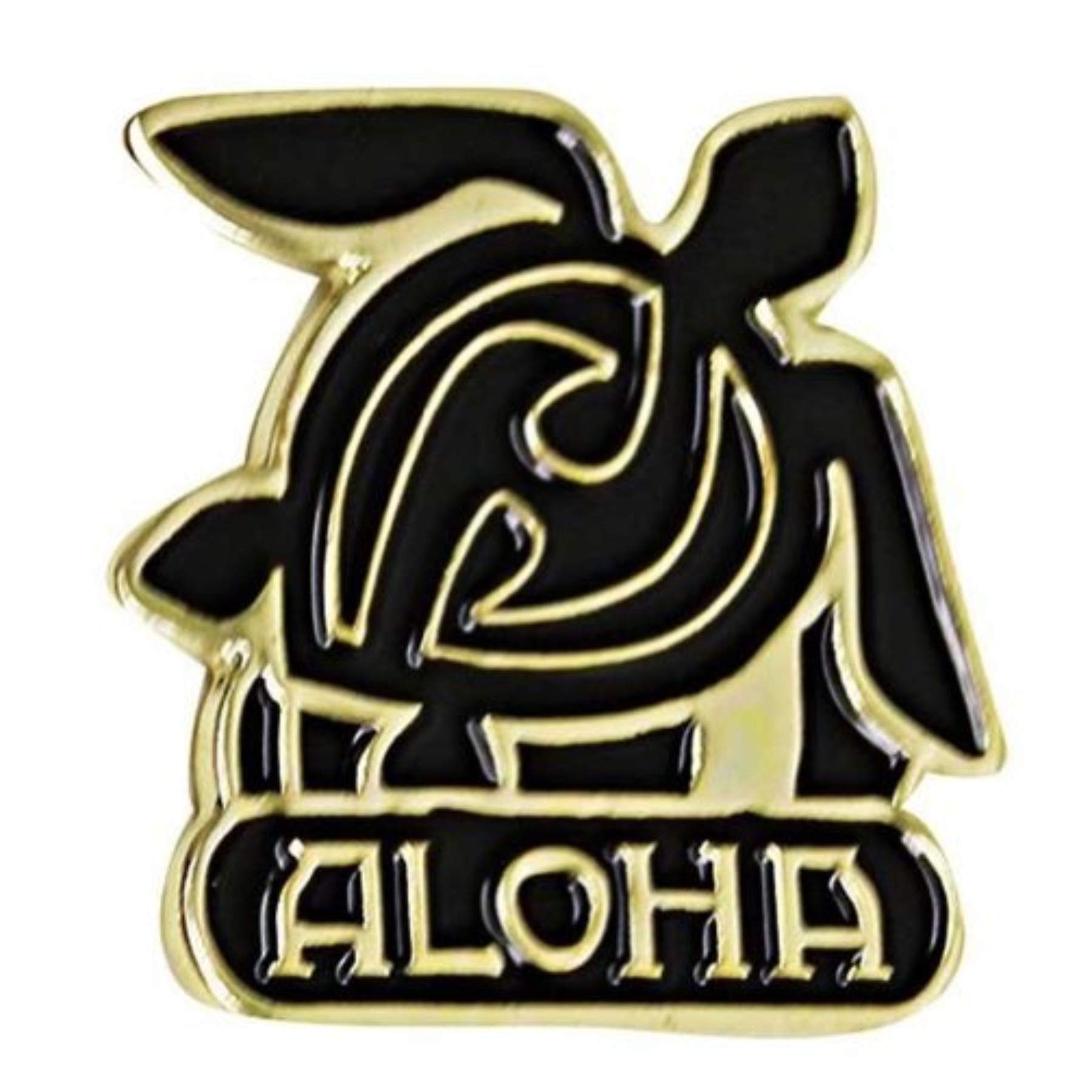 Hawaiian Lapel Or Hat Pin Aloha Honu Turtle Black, Gold