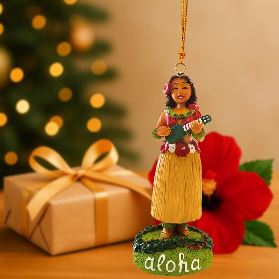 Hawaiian Handpainted Polyresin Christmas Ornament Island Girl