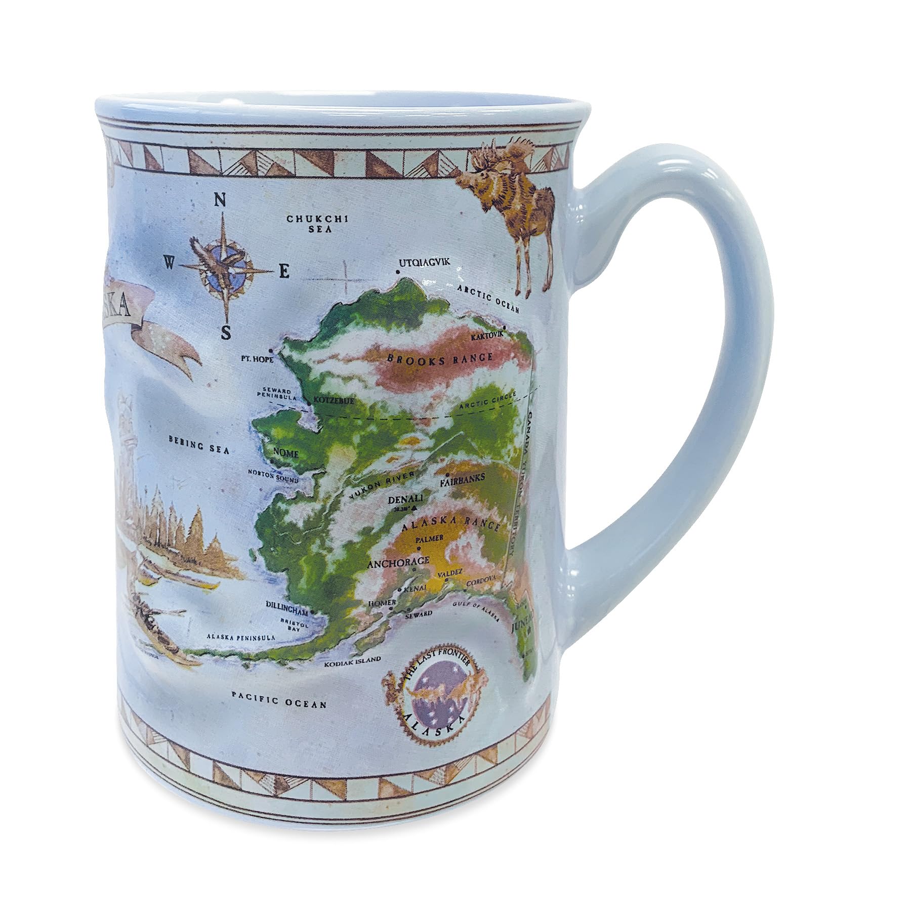 Alaska 14 oz. Embossed Coffee Mug Last Frontier Map
