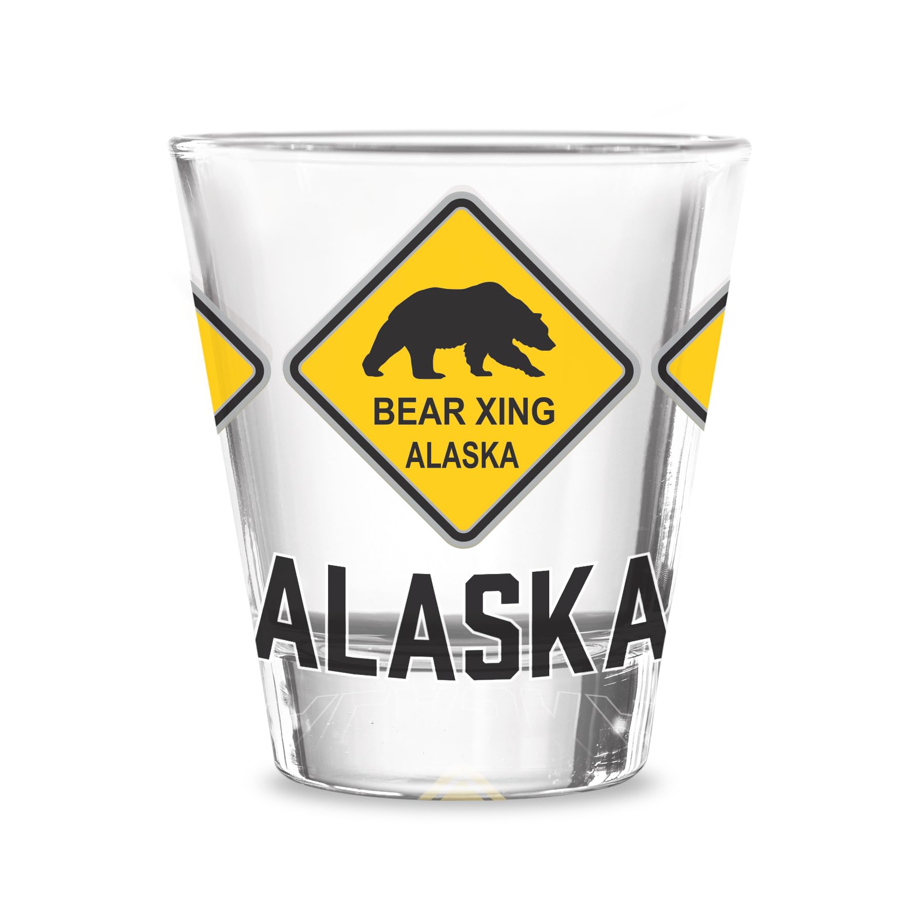 Alaska Shot Glass Caution Bear Crossing