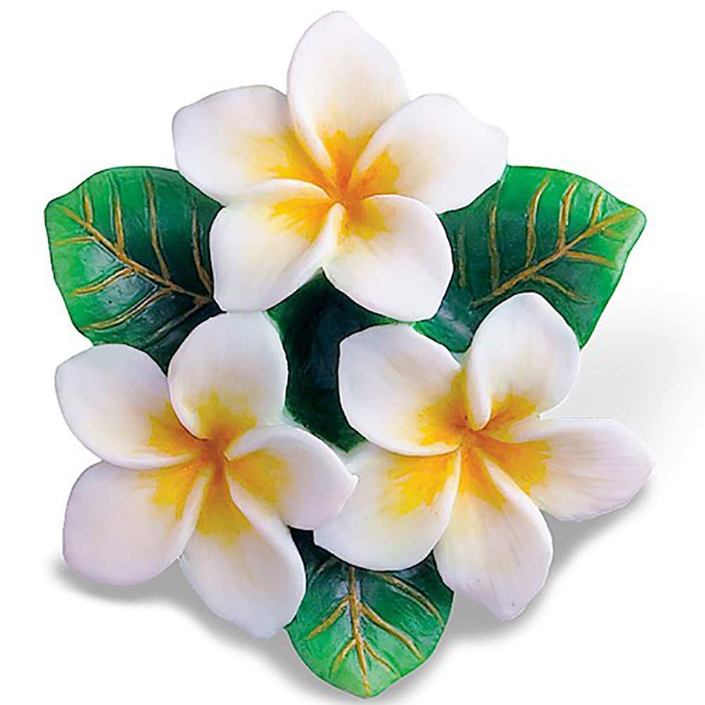 White Plumerias Hawaiian Christmas Ornament
