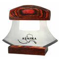 Alaska Ulu Knife Natural Exotic Wood Stand Etched Blade