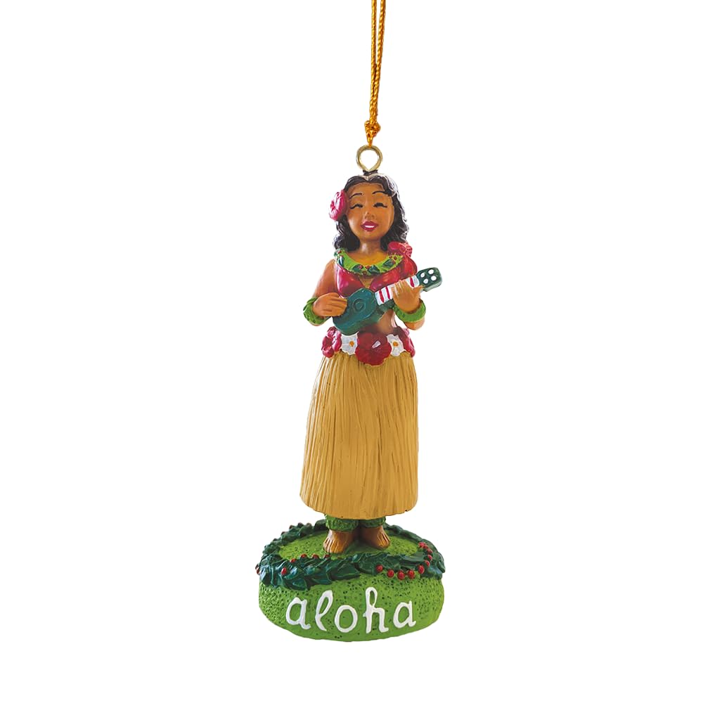 Hawaiian Handpainted Polyresin Christmas Ornament Island Girl