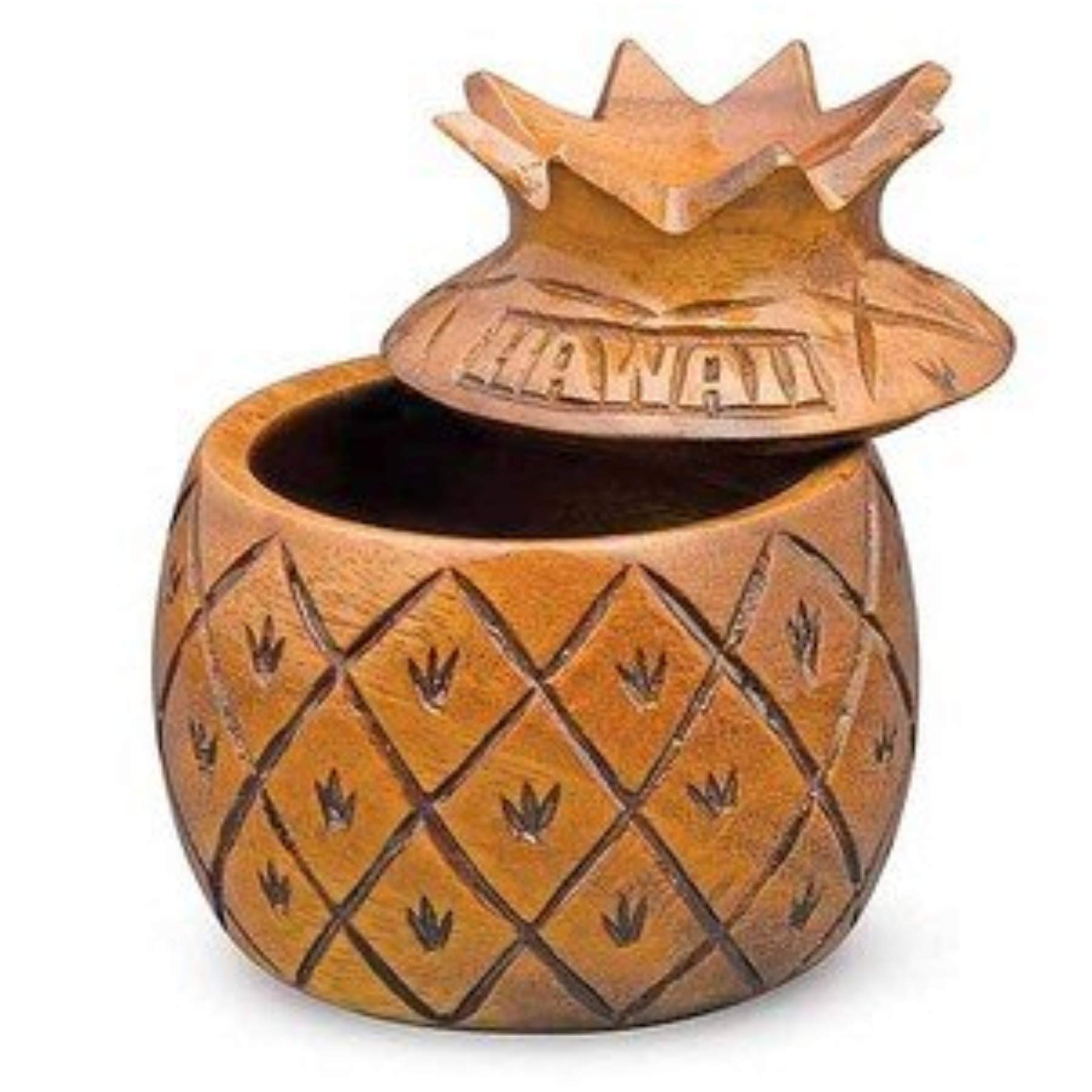 Hawaiian Wood Candy Jar Pineapple