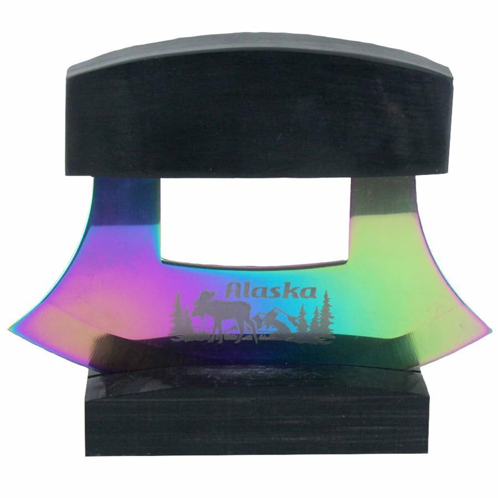Alaska Electroplated Blade Wood Handle Ulu