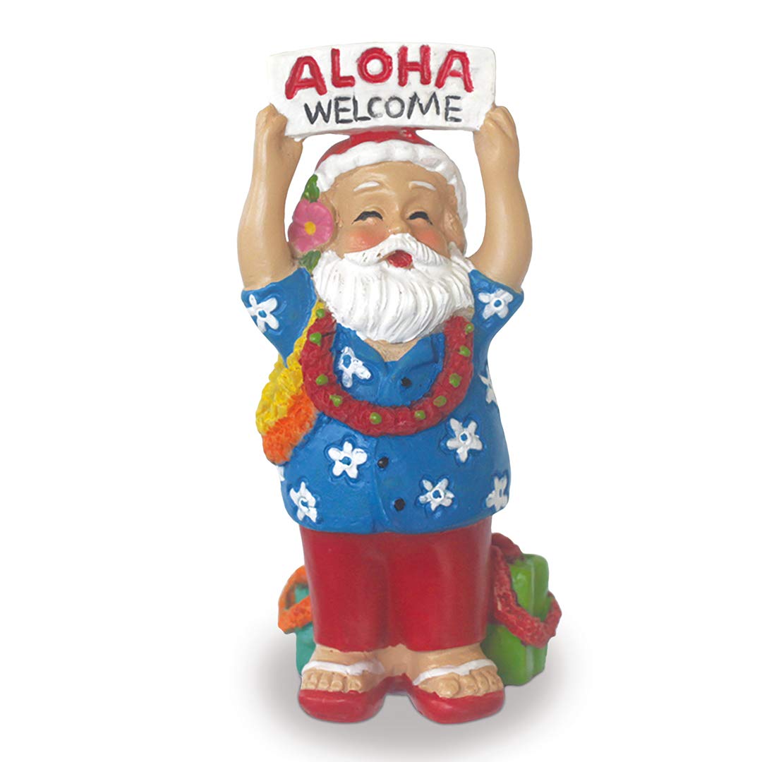 Hawaiian Hand painted Polyresin Hawaii Christmas Ornament Aloha Santa