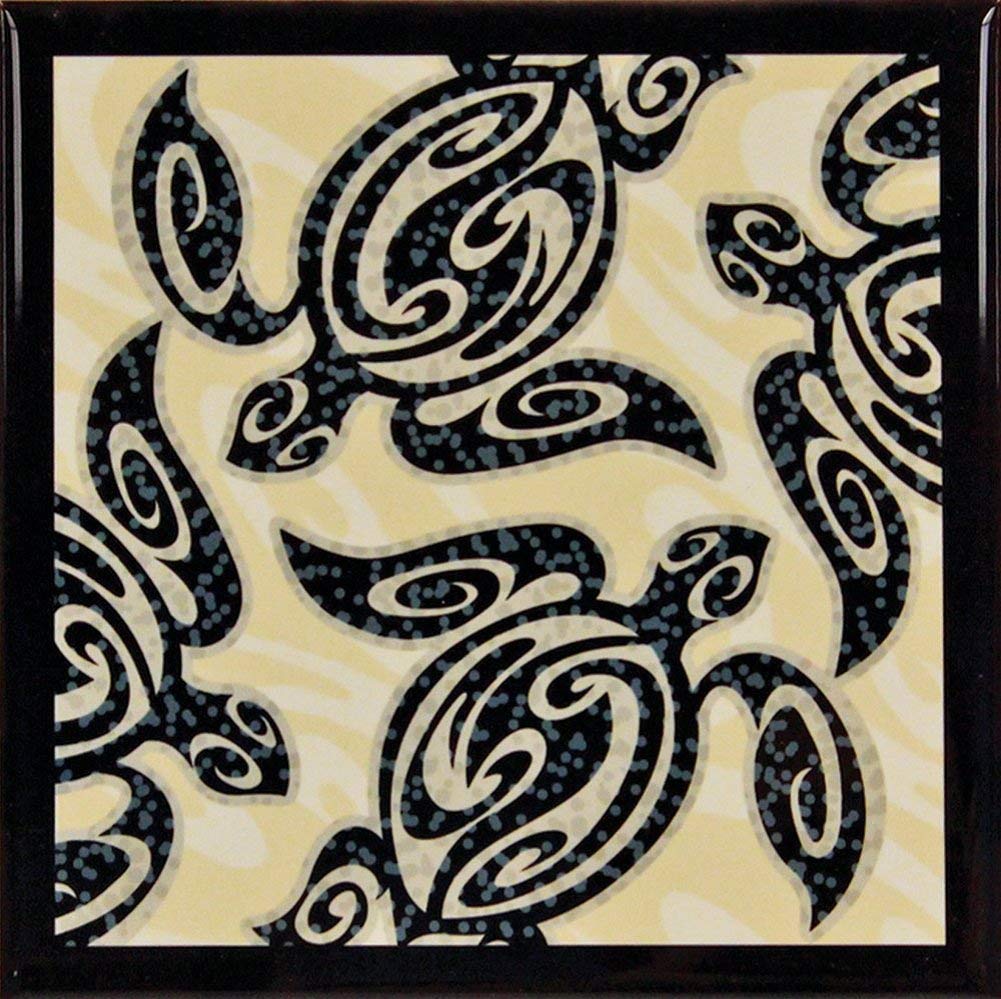 Hawaii Ceramic Tile Trivet Tribal Honu Turtle