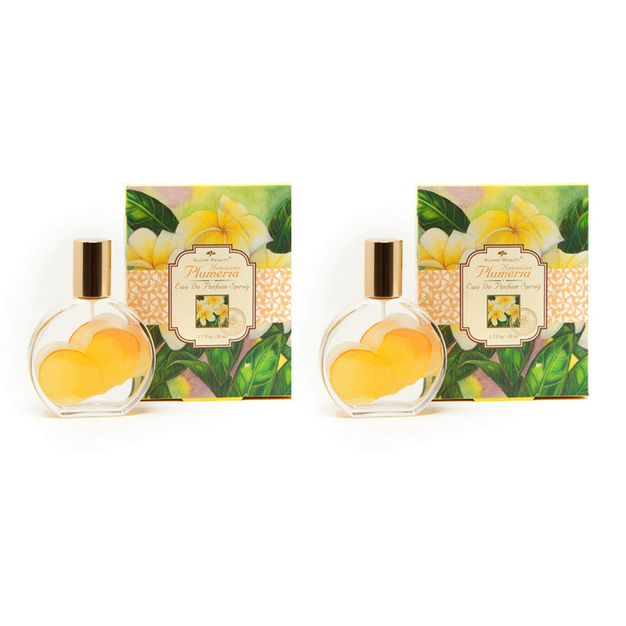 Aloha Beauty Hawaiian Eau De Parfum Spray 2 Bottles 1.7 fl. oz each Plumeria