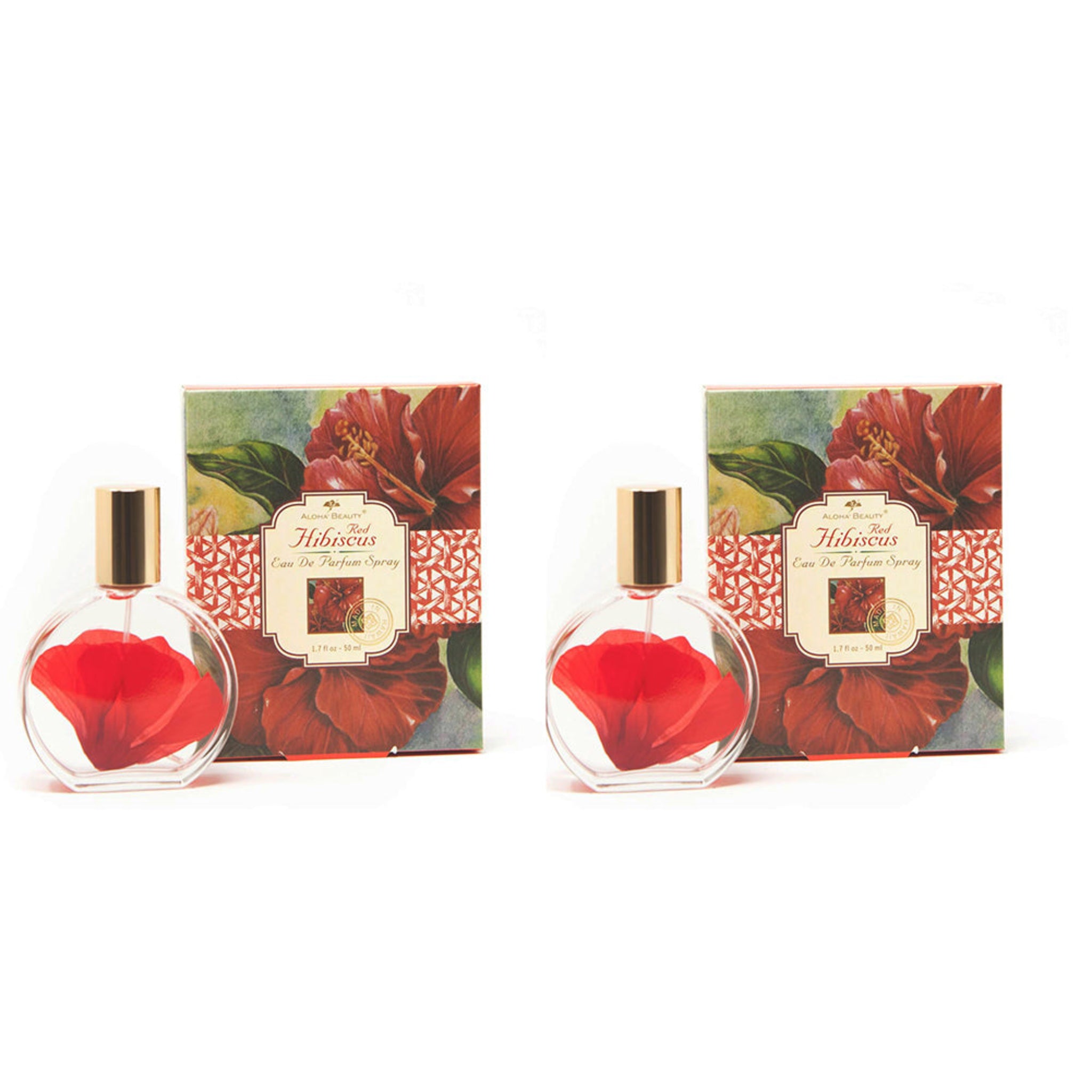 Aloha Beauty Hawaiian Eau De Parfum Spray 2 Bottles 1.7 fl. oz each Hibiscus