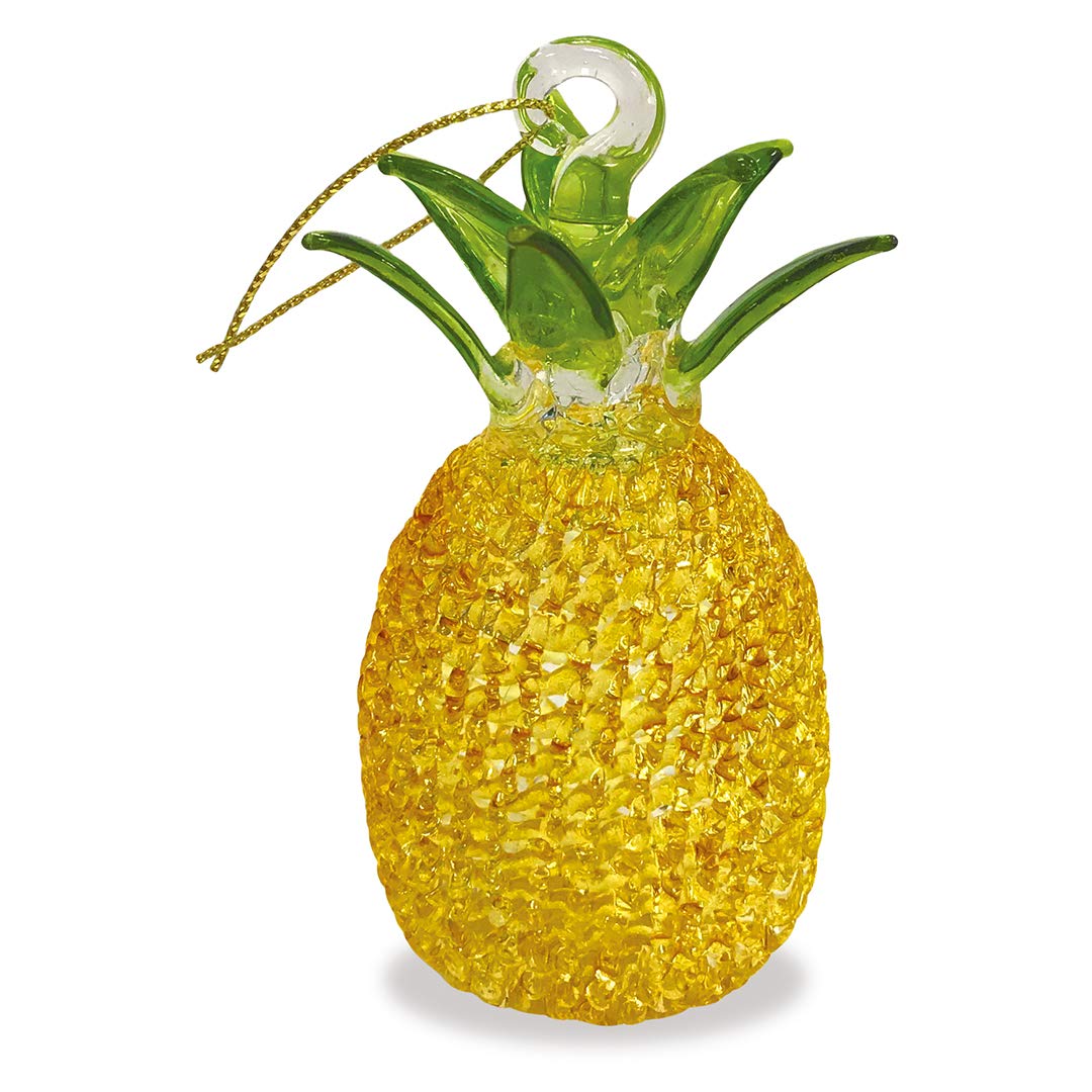 Pineapple Classic Yellow Hawaii Christmas Glass Lace Ornament