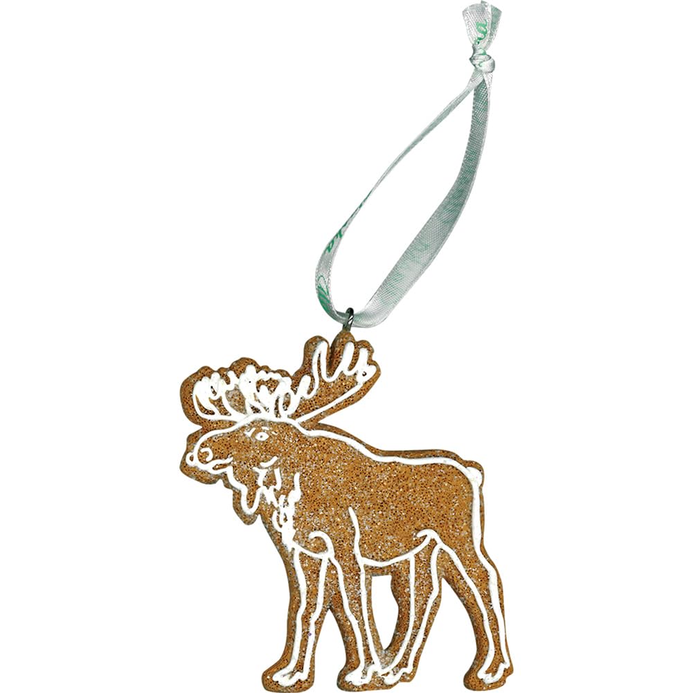 Alaska Polystone Flat Gingerbread Design Christmas Ornament Moose