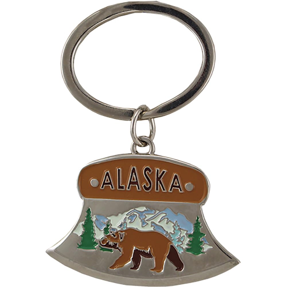 Alaska Metal Key Chain Ulu Blade Shaped with Bear